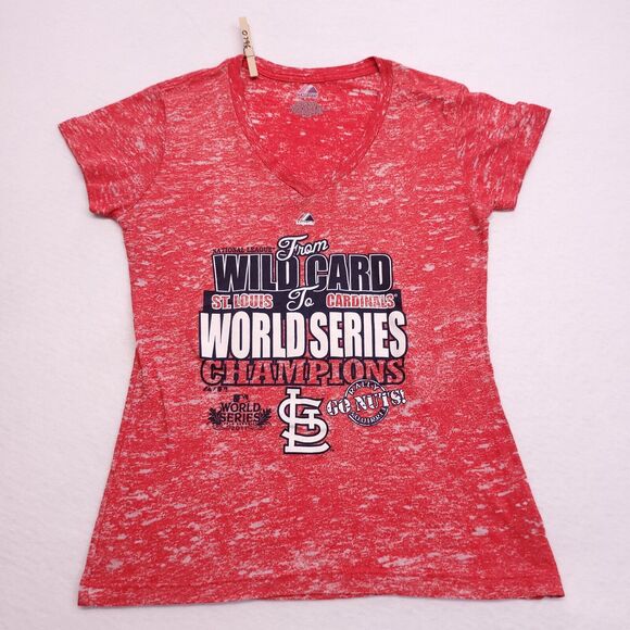 Majestic St. Louis Cardinals Graphic Short Sleeve Shirt Womens Size Small S Red - Picture 2 of 9